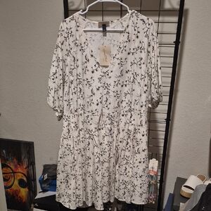 Unverisal Thread Floral V-Neck Swing Dress